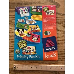 Vintage 1997 Avery Kids Disney Mickey Stickers & Stuff Printing Fun Kit 3102 CD